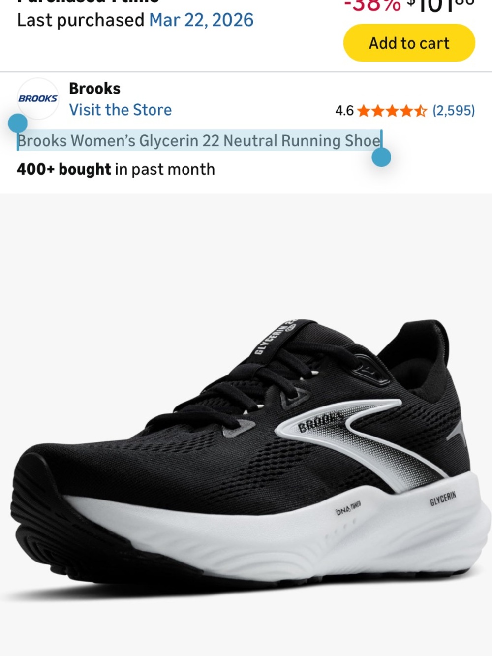 Brooks Women’s Glycerin 22 Neutral Running Shoe